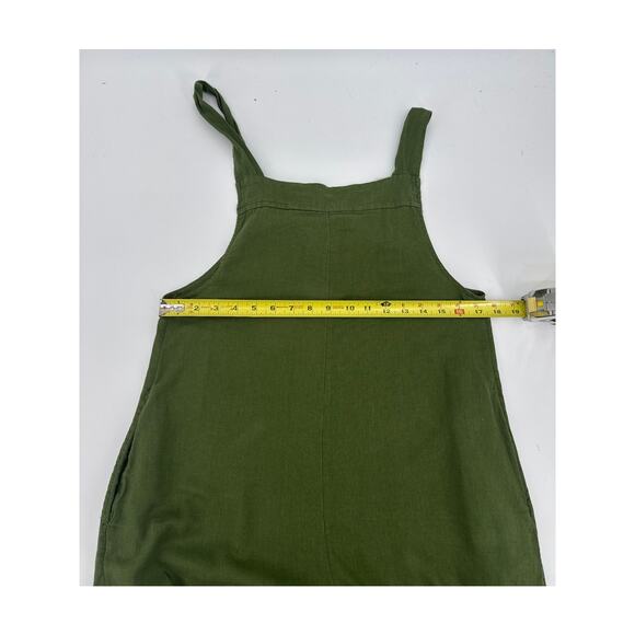 Haute Hippie Boho Linen Blend Cropped Wide Leg Overalls Jumpsuit Green Medium - Picture 8 of 8